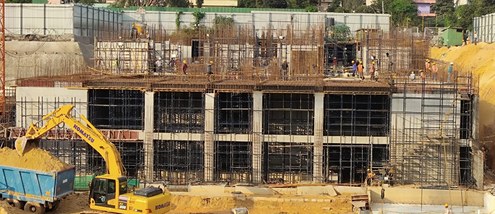 Tower-E: Basement-2 structure completed; basement-1 slab in progress