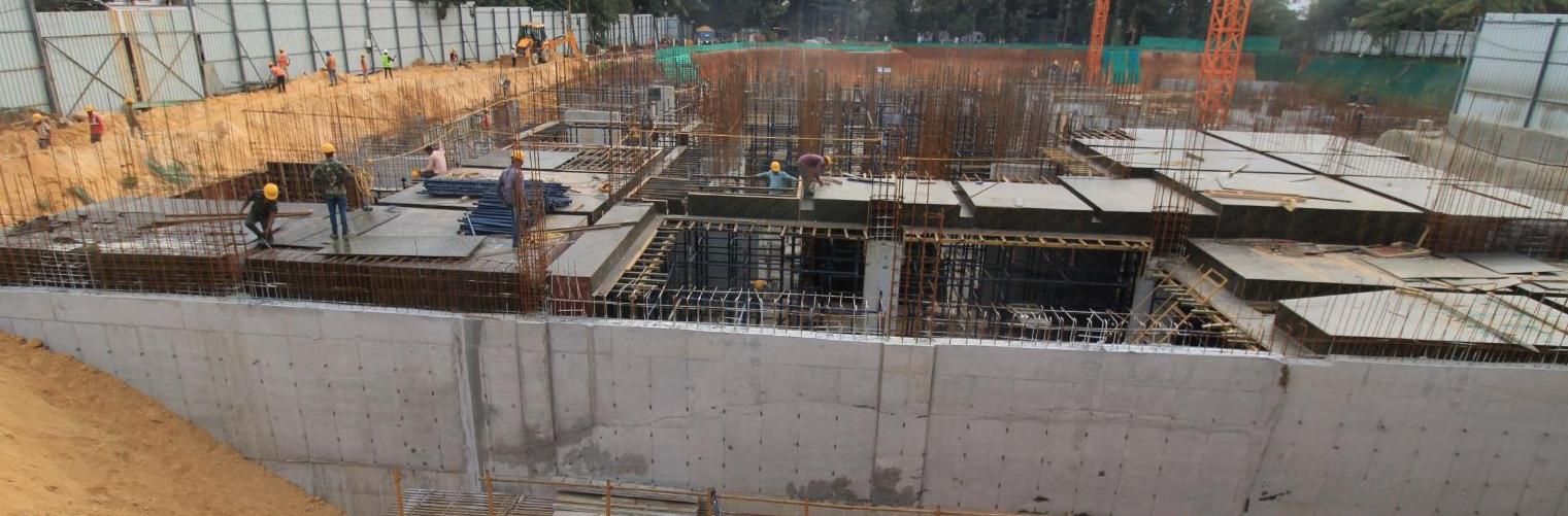 Tower-D: Basement-1 slab completed; ground floor slab in progress