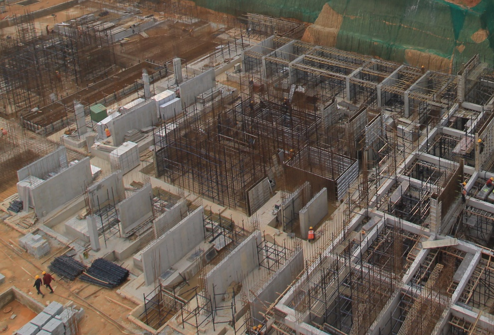 Tower-B: Footings completed; basement-1 structure in progress